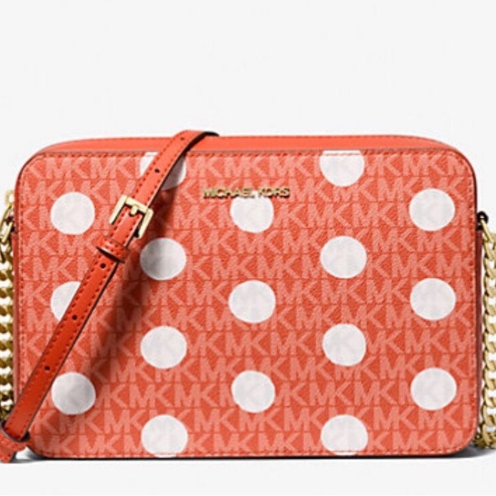Michael Kors Orange and White Polka Dot Bag NWT